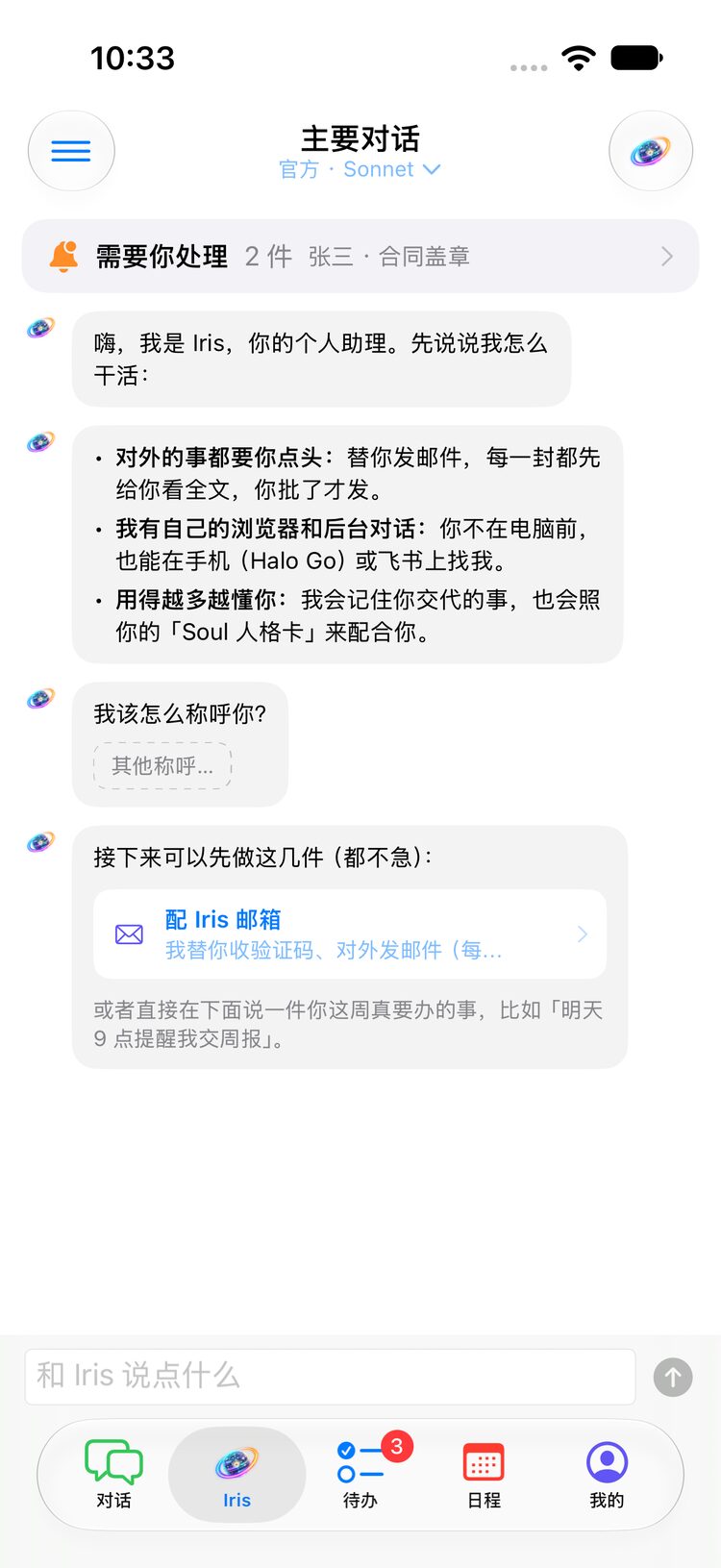 Iris 主要对话